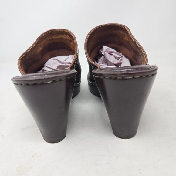BORN Women's Brown Leather Heeled Clogs Size 7 | 38 EU - Picture 6 of 12